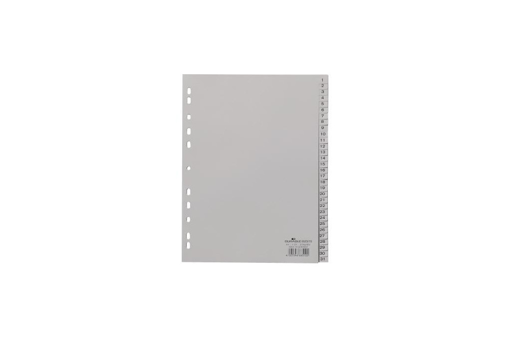 DURABLE Register 652310 DIN A4 volldeckend 1 31 31tlg. PP grau