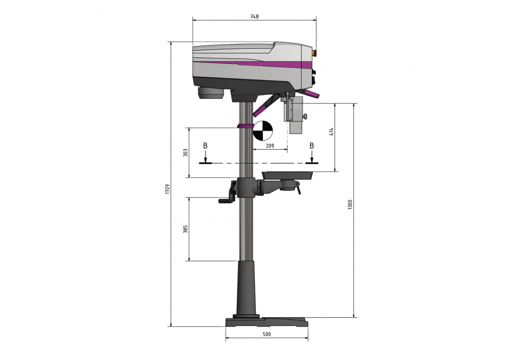 Säulenbohrmaschine Optimum DP 26-F (400 V) Set
