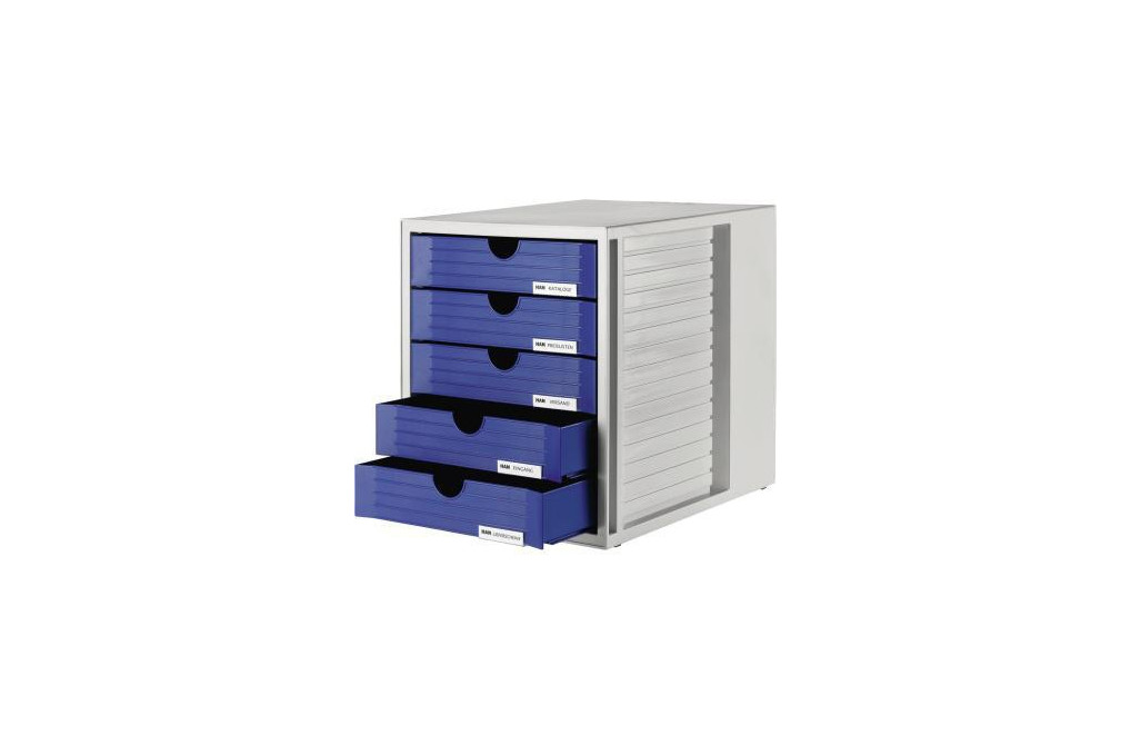 HAN Schubladenbox Systembox 1450 14 DIN C4 5Schubfächer bl