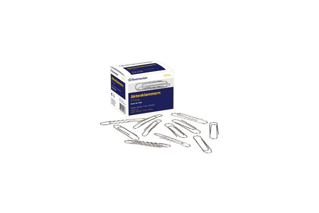Soennecken Aktenklammer 1062 77mm gewellt verzinkt 100 St. Pack. Soennecken Aktenklammer 1062 77mm gewellt verzinkt 100 St. Pack.