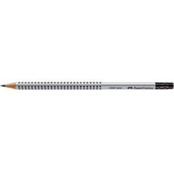 Faber Castell Bleistift GRIP 2001 117200 mit Radierer HB silbergrau Faber Castell Bleistift GRIP 2001 117200 mit Radierer HB silbergrau