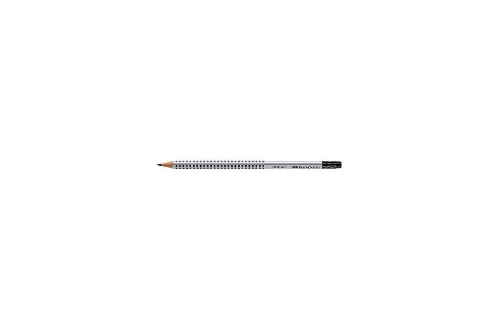 Faber Castell Bleistift GRIP 2001 117200 mit Radierer HB silbergrau Faber Castell Bleistift GRIP 2001 117200 mit Radierer HB silbergrau