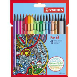 STABILO Fasermaler Pen 6818 7 M 1mm Rundpsitze sort. 18 St. Pack.