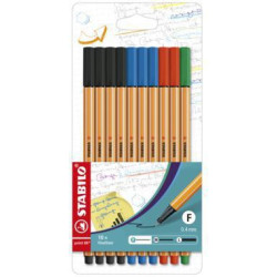 STABILO Fineliner point 88 87 1468 0,4mm farbig sortiert 10 St. Pack.