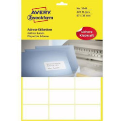 Avery Zweckform Adressetikett 3348 67x38mm weiß 420 St. Pack.
