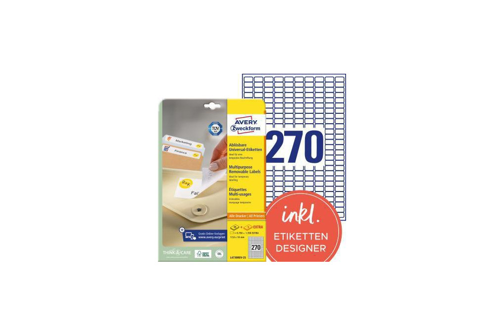 Avery Zweckform Etikett L4730REV 25 17,8x10mm weiß 8.100 St. Pack.