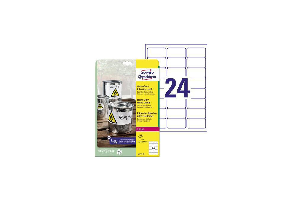 Avery Zweckform Folienetikett L4773 20 63,5x33,9mm 480 St. Pack.