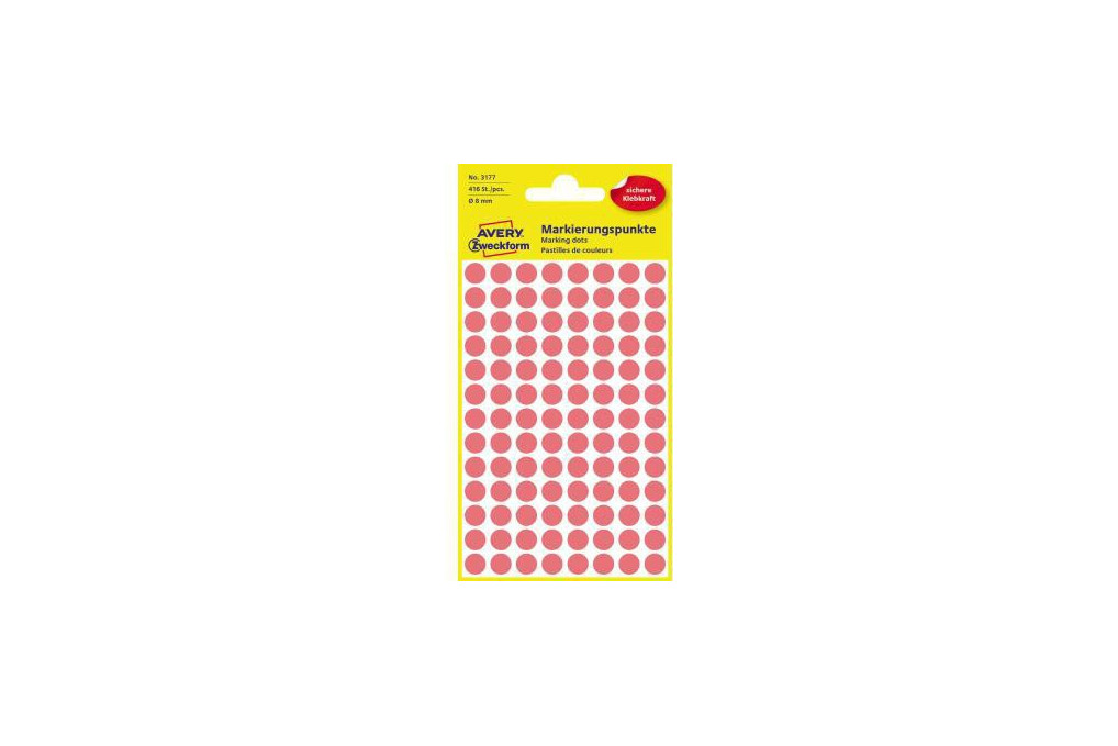 Avery Zweckform Markierungspunkt 3177 8mm leuchtrot 416 St. Pack.