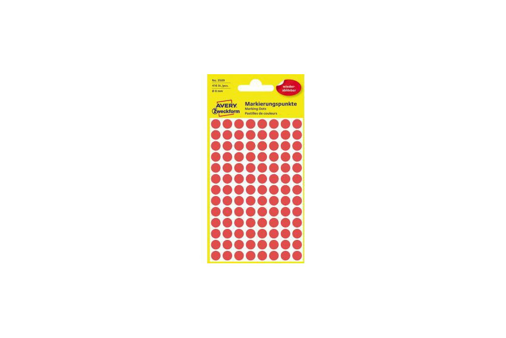 Avery Zweckform Markierungspunkt 3589 8mm rot 416 St. Pack.