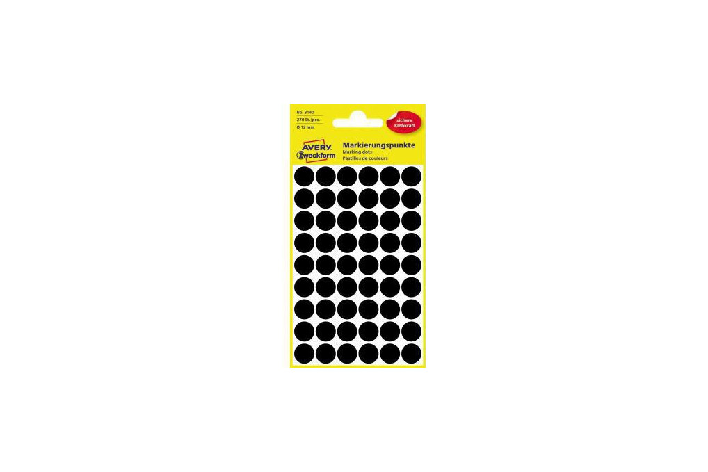 Avery Zweckform Markierungspunkt 3140 12mm schwarz 270 St. Pack.
