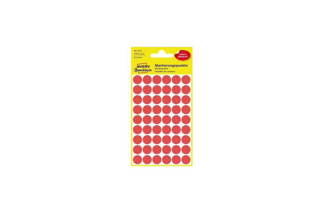 Avery Zweckform Markierungspunkt 3141 12mm rot 270 St. Pack.
