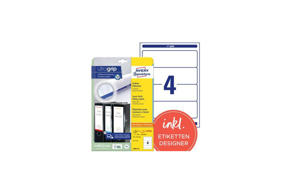 Avery Zweckform Ordneretikett L6061 25 59x192mm ws 120 St. Pack.