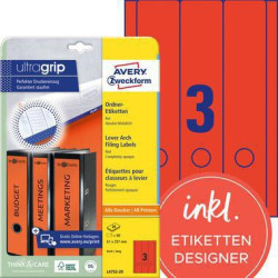 Avery Zweckform Ordneretikett L4752 20 lang breit rt 60 St. Pack.