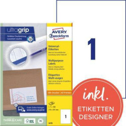 Avery Zweckform Universaletikett 3478 210x297mm weiß 100 St. Pack.