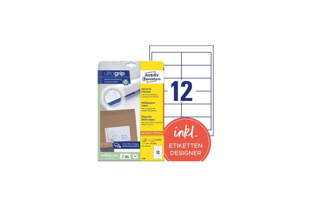 Avery Zweckform Universaletikett 4781 97x42,3mm weiß 360 St. Pack.