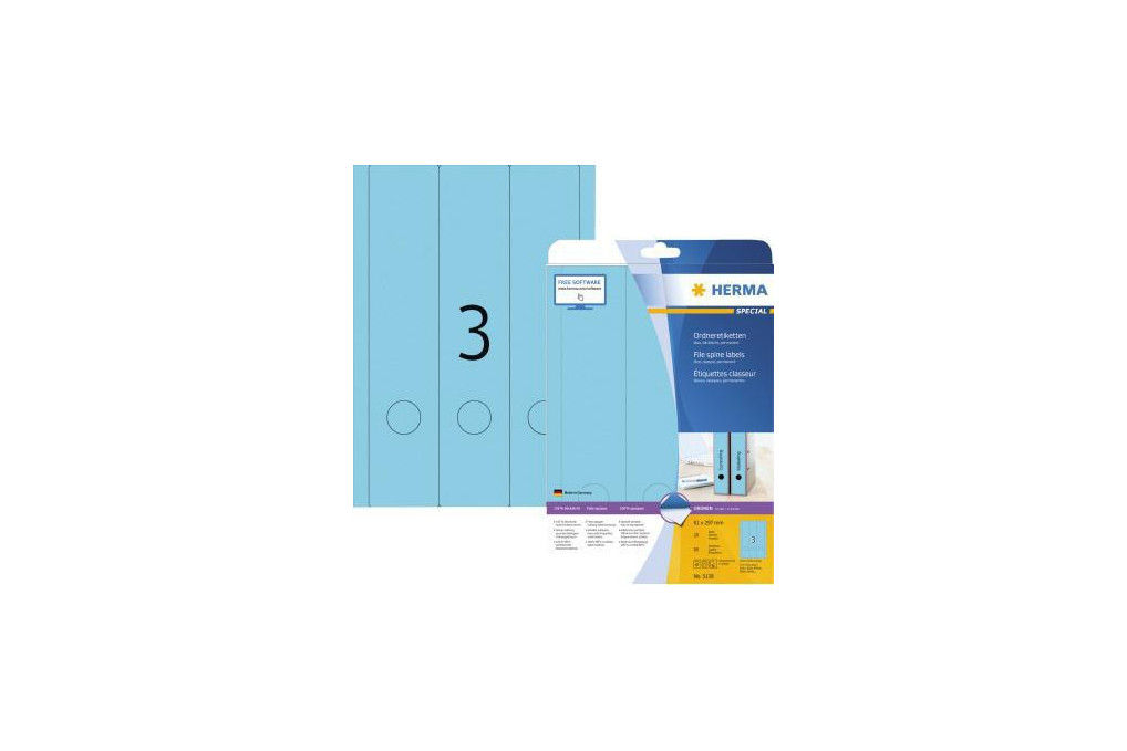 HERMA Ordneretikett 5138 61x297mm blau 60 St.Pack. HERMA Ordneretikett 5138 61x297mm blau 60 St.Pack.