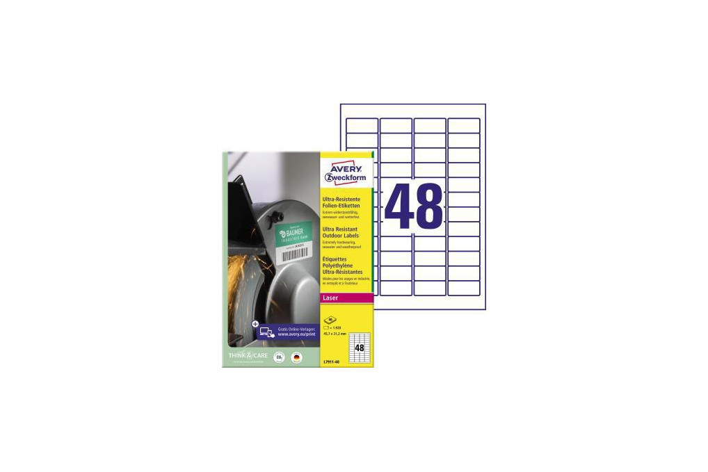 Avery Zweckform Etikett L7911 40 45,7x21,2mm ws 1920 St. Pack.