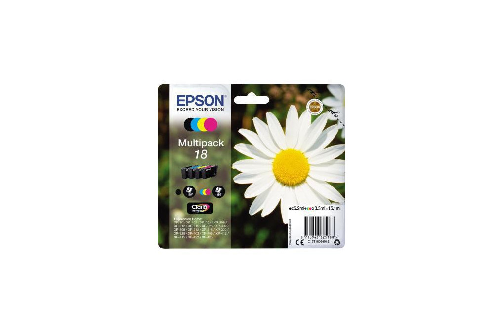Epson Tintenpatrone C13T18064012 sw c m y 4 St. Pack.