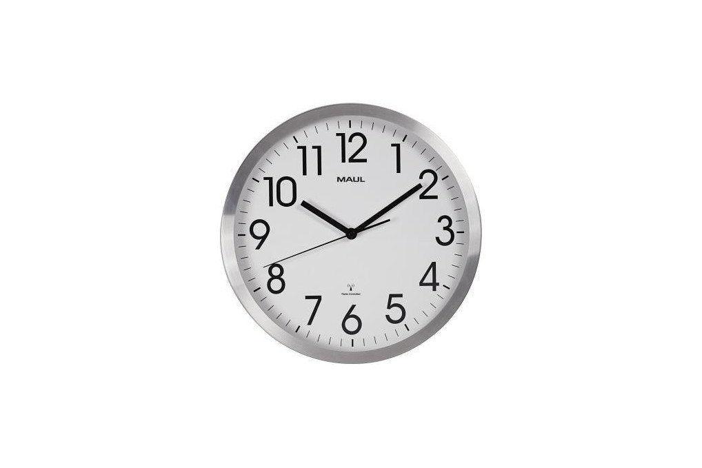 MAUL Funkwanduhr MAULmove 9063008 30,5cm DCF77 rund analog Alu si