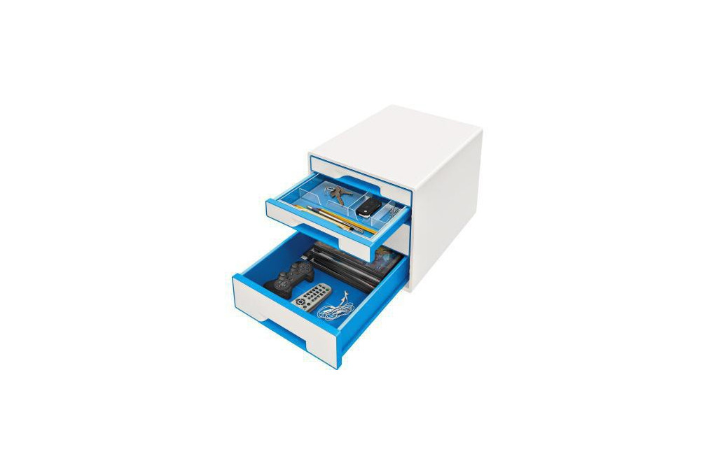 Leitz Schubladenbox WOW CUBE 52132036 4Schubfächer weiß blau Leitz Schubladenbox WOW CUBE 52132036 4Schubfächer weiß blau