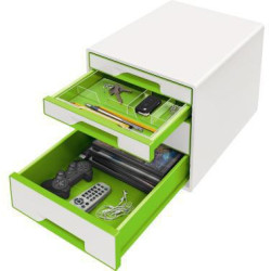Leitz Schubladenbox WOW CUBE 52132044 4Schubfächer weiß grün Leitz Schubladenbox WOW CUBE 52132044 4Schubfächer weiß grün