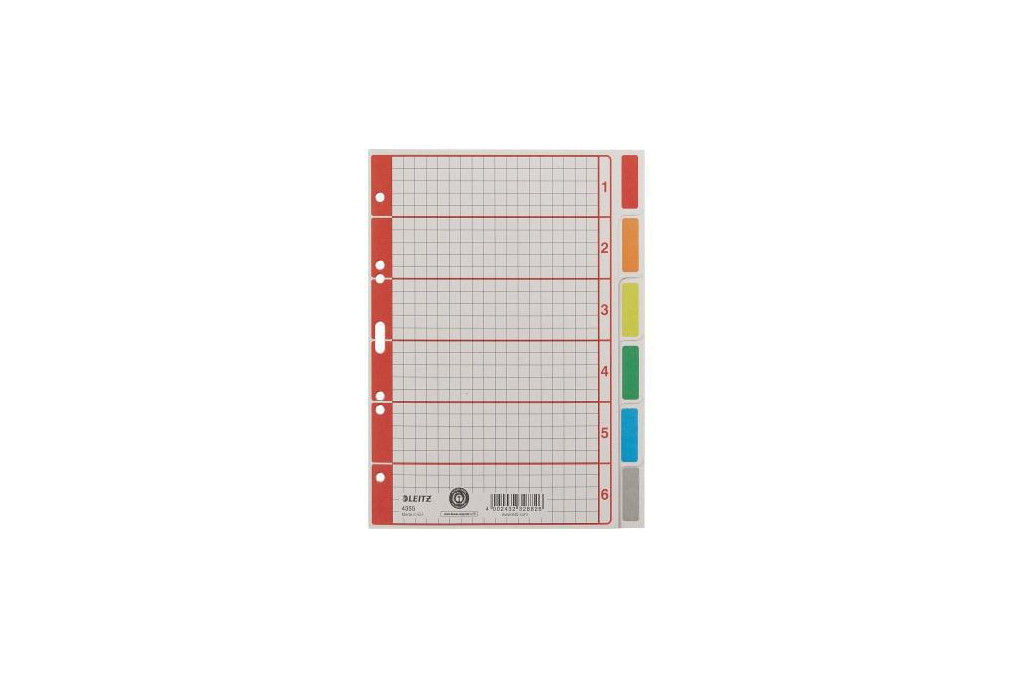 Leitz Kartonregister 43550085 DIN A5 6Blatt blanko grau