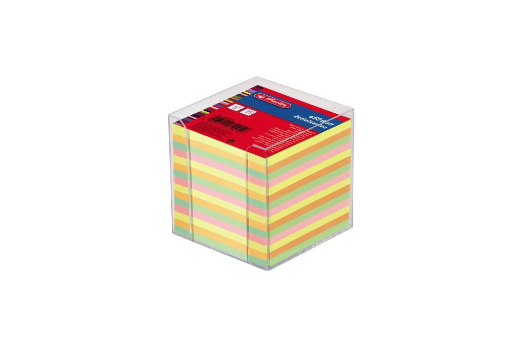 Herlitz Zettelbox 1600253 9x9x9cm transparent  650Bl. farbig
