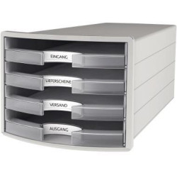 HAN Schubladenbox IMPULS 1013 63 DIN A4 C4 4Fächer offen l.gr tr HAN Schubladenbox IMPULS 1013 63 DIN A4 C4 4Fächer offen l.gr tr