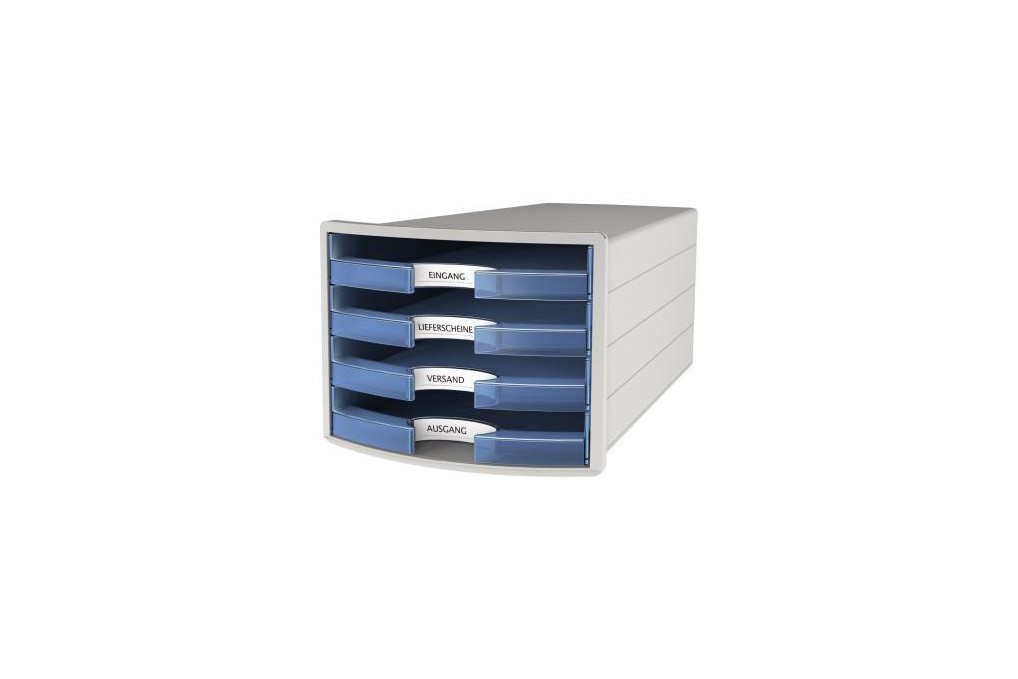 HAN Schubladenbox IMPULS 1013 64 DIN A4 C4 4Fächer offen l.gr t.bl