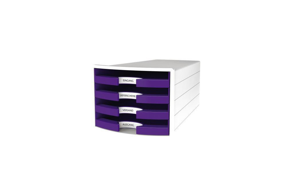 HAN Schubladenbox IMPULS 1013 57 DIN A4 C4 4Fächer offen ws li