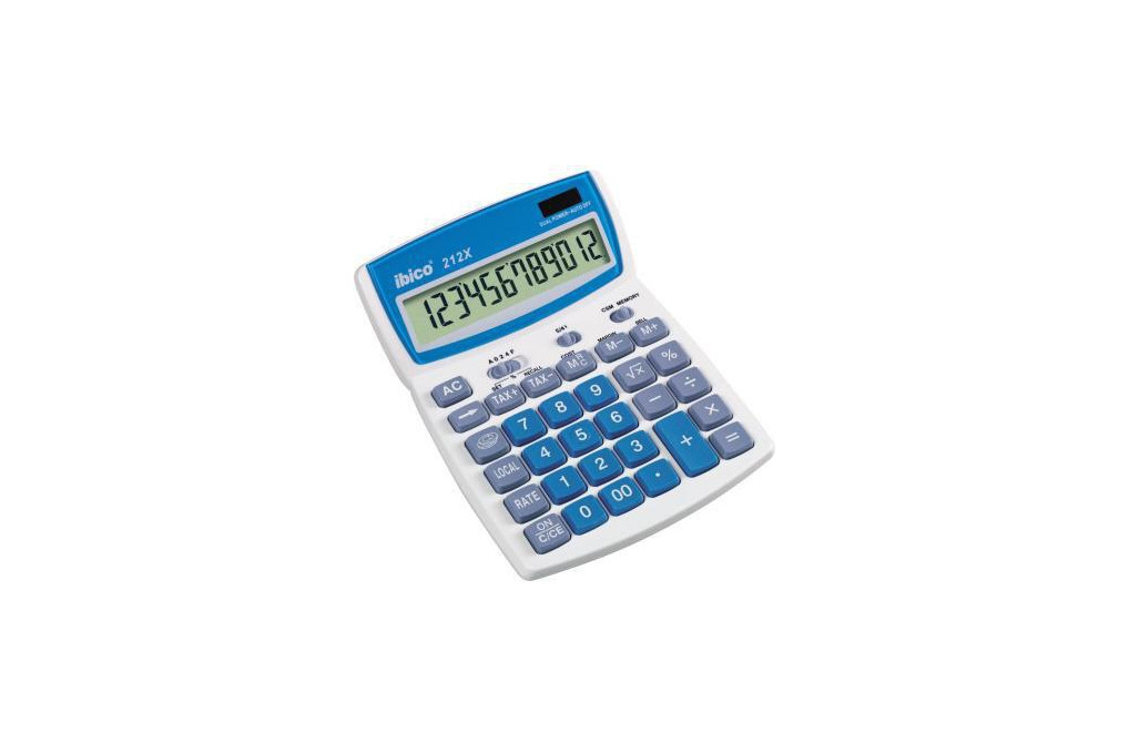 ibico Tischrechner 212X IB410086 12 stellig lichtgrau blau