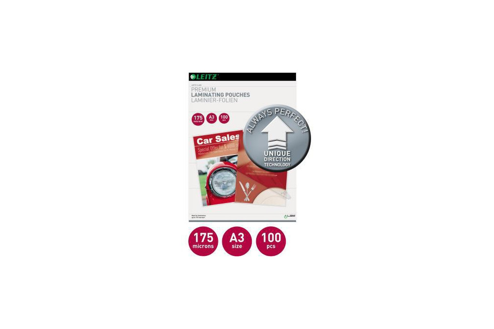 Leitz Laminierfolie A3 UDT 74900000 175mic glasklar 100 St. Pack. Leitz Laminierfolie A3 UDT 74900000 175mic glasklar 100 St. Pack.