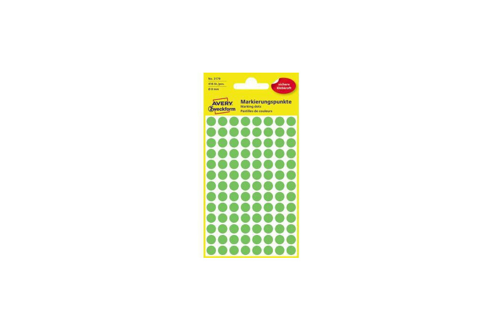 Avery Zweckform Markierungspunkt 3179 8mm leuchtgrün 416 St. Pack.
