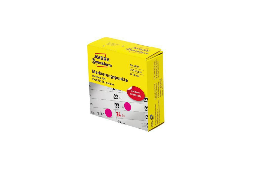 Avery Zweckform Markierungspunkt 3854 19mm magenta 250 St. Pack.