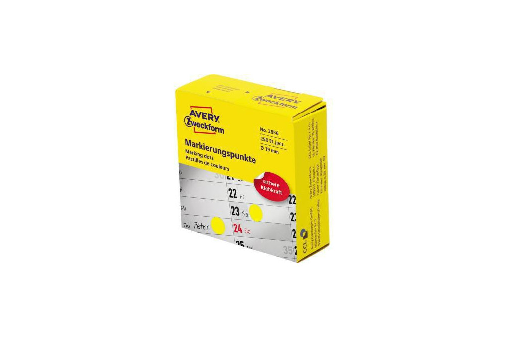 Avery Zweckform Markierungspunkt 3856 19mm gelb 250 St. Pack.