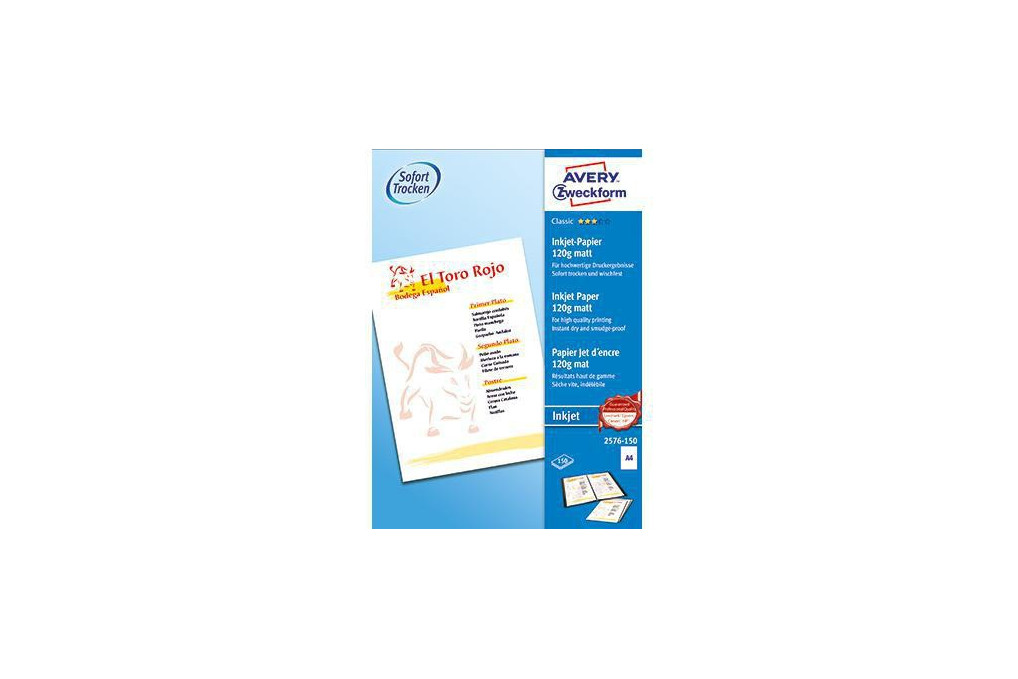 Avery Zweckform Inkjetpapier Classic 2576 150 weiß 150 Bl. Pack. Avery Zweckform Inkjetpapier Classic 2576 150 weiß 150 Bl. Pack.
