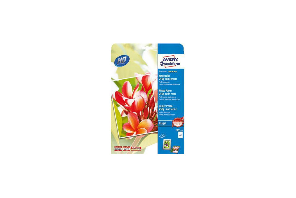 Avery Zweckform Fotopapier Premium 2559 20 DIN A4 250g ws 20 Bl. Pack.
