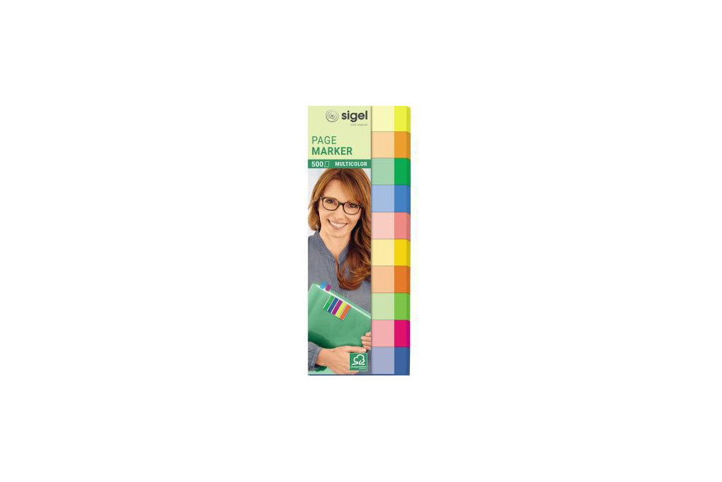 SIGEL Haftmarker Multicolor HN682 50x150mm f. sort 500 Bl. Pack.