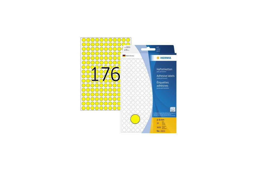 HERMA Markierungspunkt 2211 8mm Papier gelb 5.632 St. Pack. HERMA Markierungspunkt 2211 8mm Papier gelb 5.632 St. Pack.