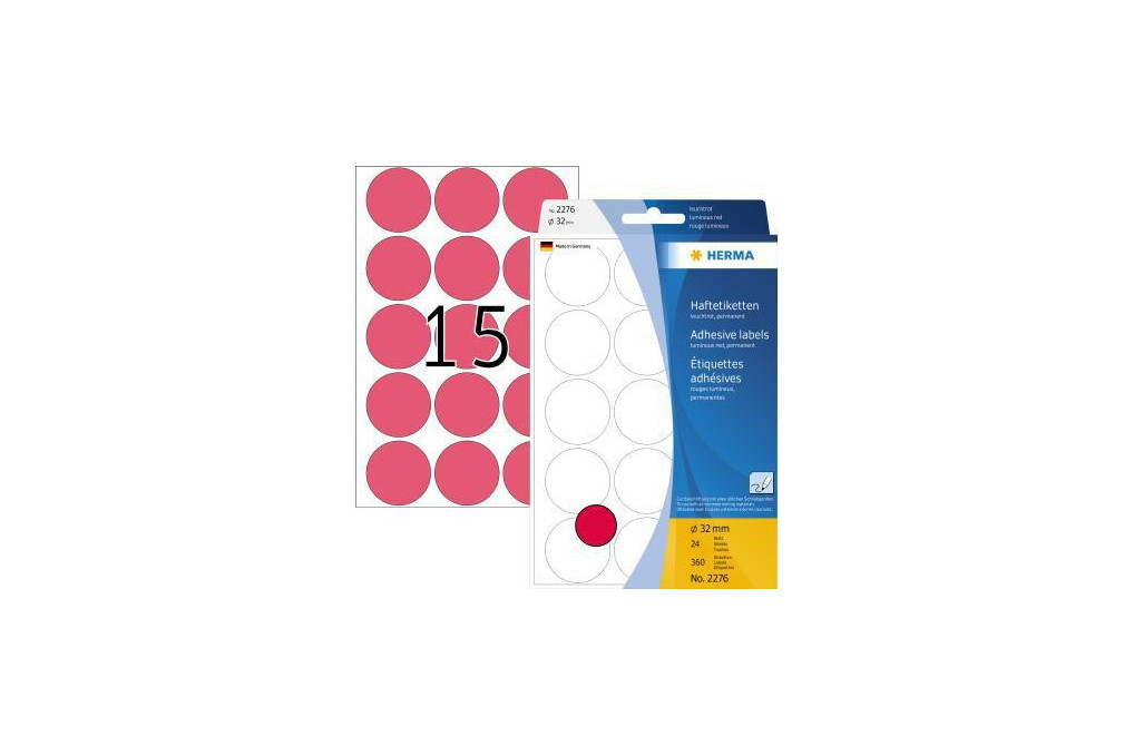 HERMA Markierungspunkt 2276 32mm leuchtrot 360 St. Pack.