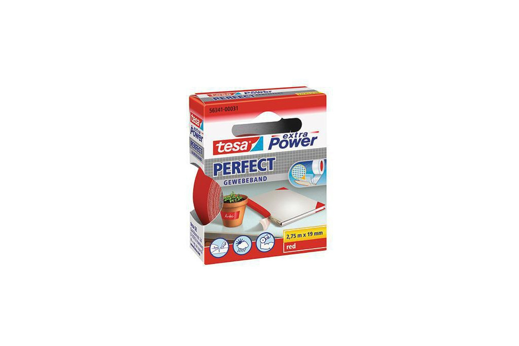 tesa Gewebeband Extra Power Perfect 56341 00031 19mmx2,75m rot