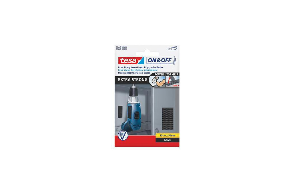 tesa Klettstreifen On & Off 55228 00000 schwarz 2 St. Pack. tesa Klettstreifen On & Off 55228 00000 schwarz 2 St. Pack.