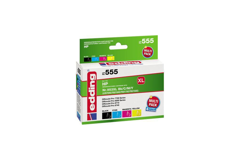edding Tintenpatrone 18 555 wie HP 953XL sw c m y 4 St. Pack.