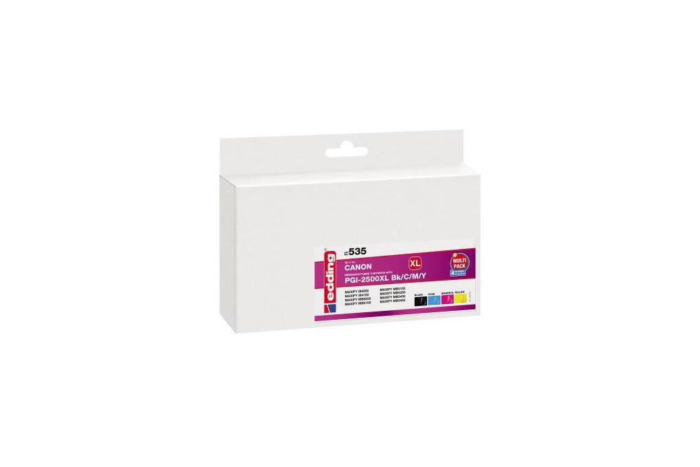 edding Tintenpatrone 18 535 wie Canon PGI 2500XL sw c m y 4 St. Pa