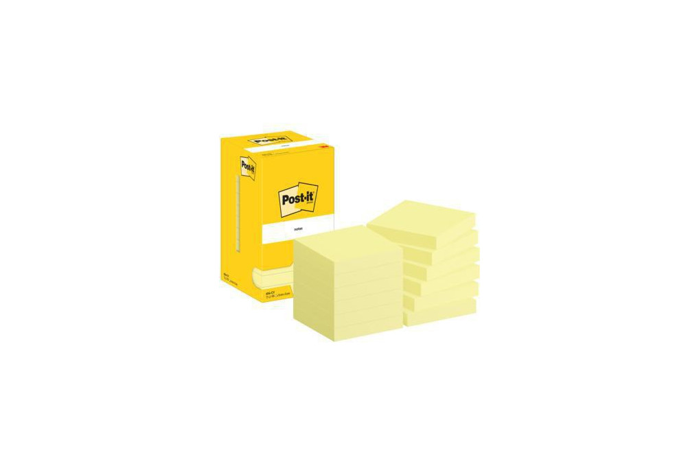 Post it Haftnotiz 654 CY 76x76mm 100Bl ge 12St