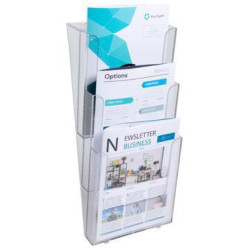 Exacompta Wandprospekthalter 74358D A4 hoch 3Fächer transparent
