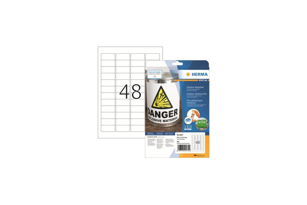 HERMA Outdoor Etikett Special 9531 45,7x21,2mm weiß 480 St. Pack. HERMA Outdoor Etikett Special 9531 45,7x21,2mm weiß 480 St. Pack.