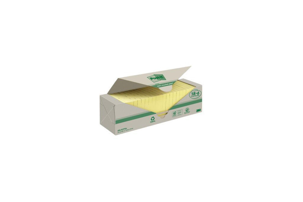 Post it Haftnotiz Recycling Notes 654 RYP24 76 x 76 mm ge 24St
