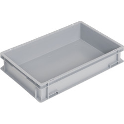 Transportbehälter L600xB400xH120mm grau PP Muschelgr.Seitenwände geschl.TECWERK