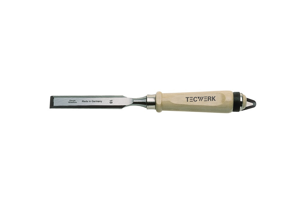 Stechbeitel Schneiden B.32mm m.Zwinge Weißbuchenh.Ulmer Form CV Stahl TECWERK